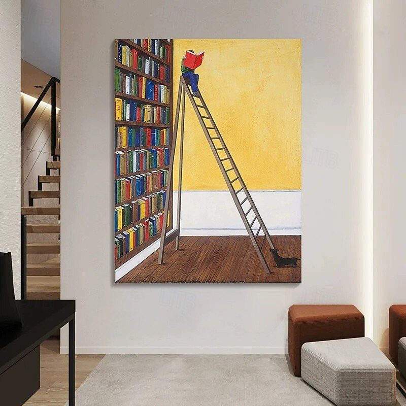 Handmade Oil Painting Canvas Wall Decoration Italian Minimalism Library Abstract for Home Decor Stretched Frame Hanging Painting/Rolled Frameless Unstretched Painting2