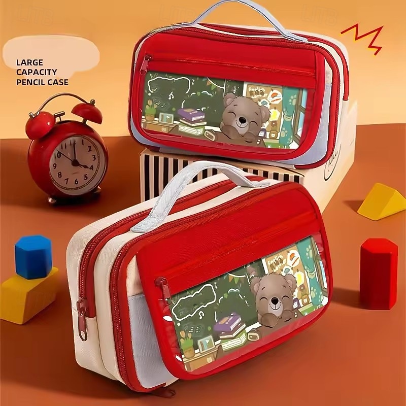 Fashion Pencil Case for Kid Creative Design Solid Color Stationery Scrapbook Storage Bag  School Supplies