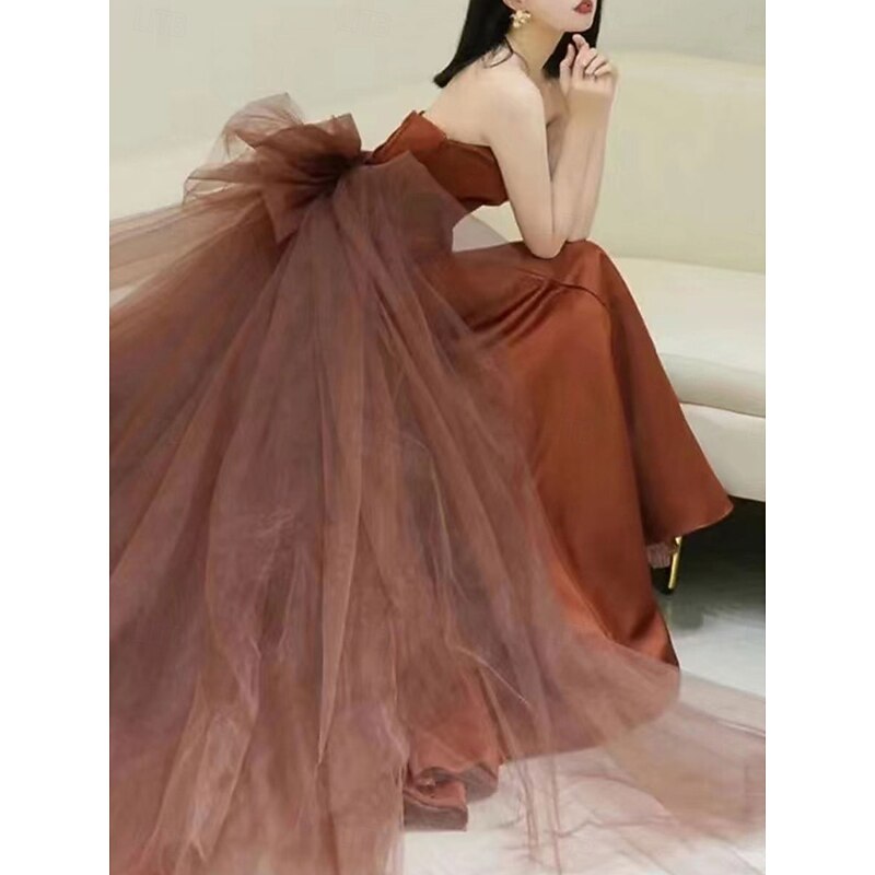 Mermaid Evening Gown Elegant Dress Formal Wedding Sweep / Brush Train Sleeveless Strapless  with Tulle4