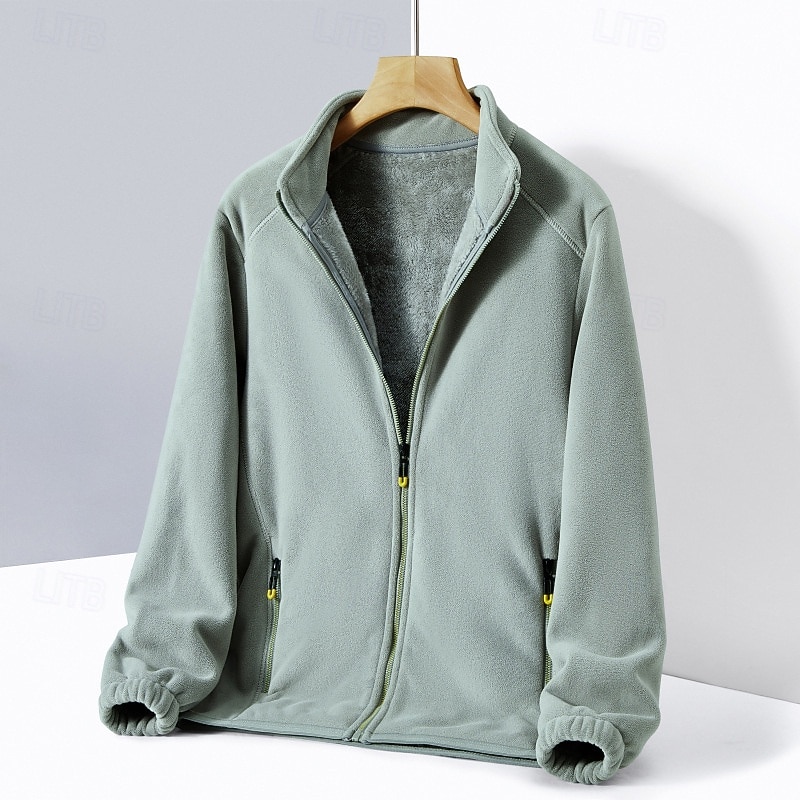 Men's Hoodie Jacket Fleece Jacket Thermal Jacket Winter Outdoor Thermal Warm Top Black Dark Blue Grey