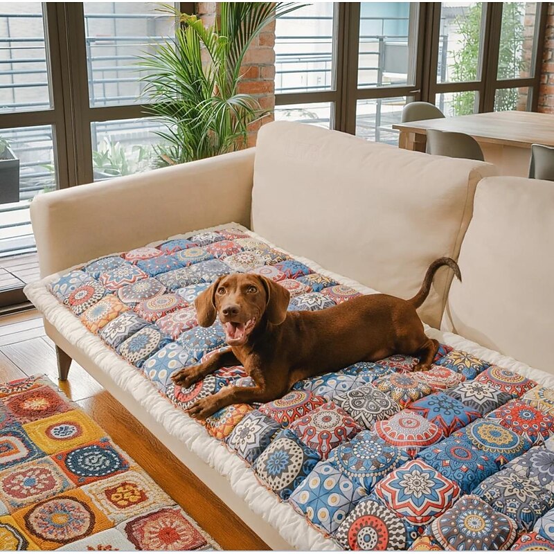 Bohemian Sofa Cushion Cover, All Cotton Sofa Cushion Fabric, Suitable For All Seasons, High Elasticity, Full Cotton Seat Cushion, Anti Slip Pets Friendly