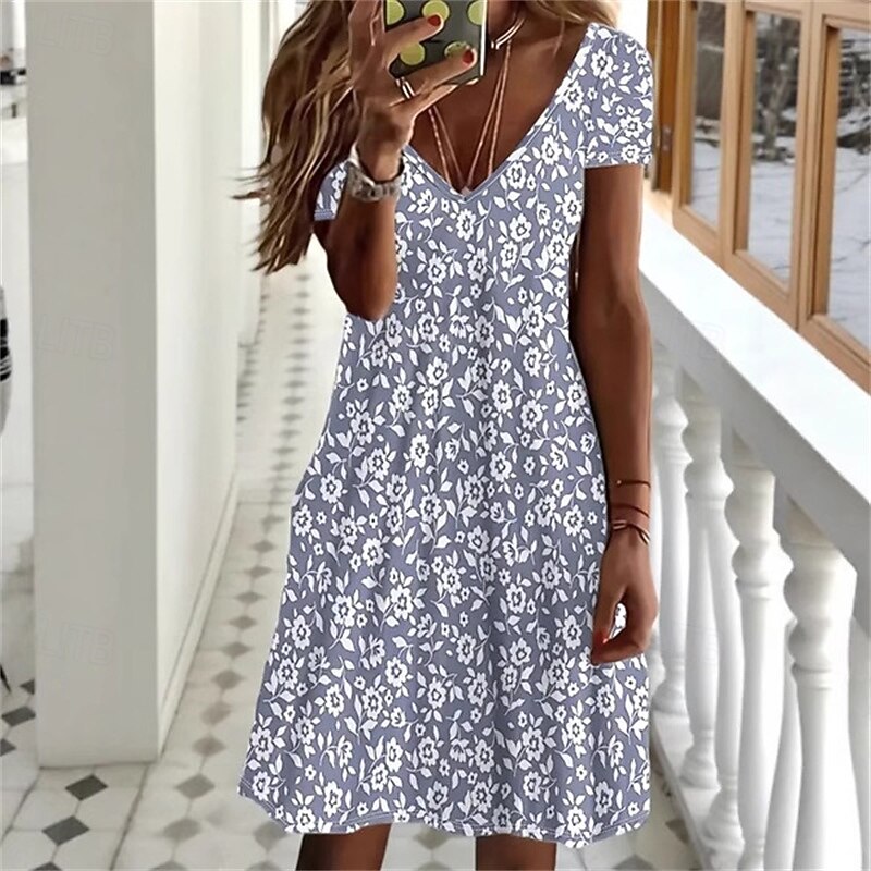 Women's Mini Dress Casual Dress Summer Dress Fashion Modern Daily Beach Weekend Regular Fit Flower Short Sleeve Crew Neck White Spring Fall