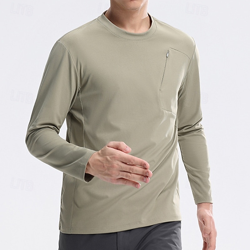 Men's Performance Shirt Sport Tee Shirt Long Sleeve Crew Neck Top Outdoor Quick Dry Sweat wicking anti-odor Breathable Polyester Black White Green Fishing Tennis Running3