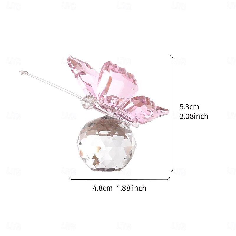 Crystal Glass Butterfly Figurine with Clear Globe Base, Elegant Glass Animal Sculpture for Home Decor, Transparent Butterfly Ornament for Shelf, Desk or Gift Display2