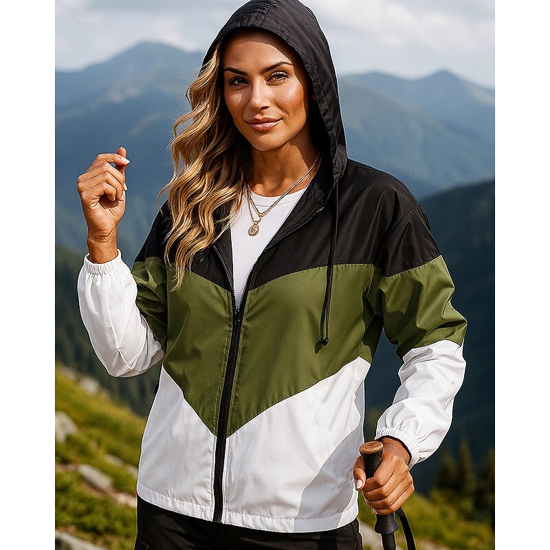 Men's Windbreaker Softshell Jacket Hiking Jacket Outdoor Waterproof Windproof Hiking Outfits Hiking Clothes Spring Autumn / Fall Top Camping / Hiking / Caving Running Patchwork Army Green Burgundy3