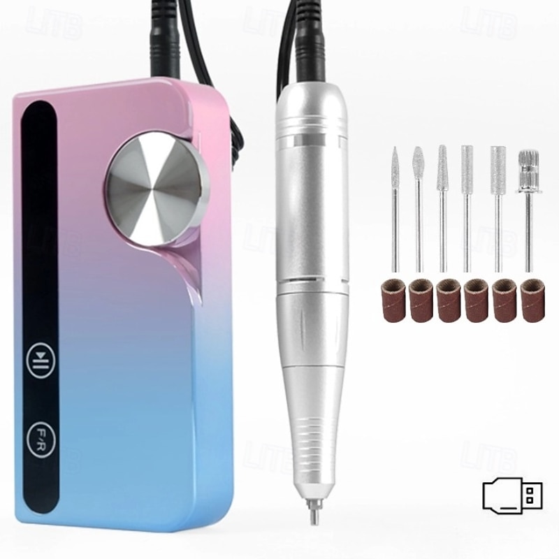 Nails Polishing Machine 45000rpm Nails File Drill Set Adjustable Speed Electric Nails Drill Machine with Drill Bits
