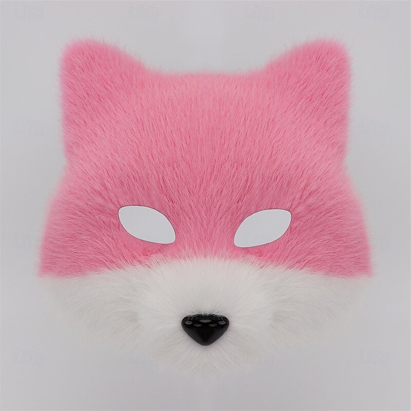 Half Face Fox Mask with Fur – Realistic Animal Mask for Masquerade Ball, Halloween, Cosplay, Party, and Stage Performance3