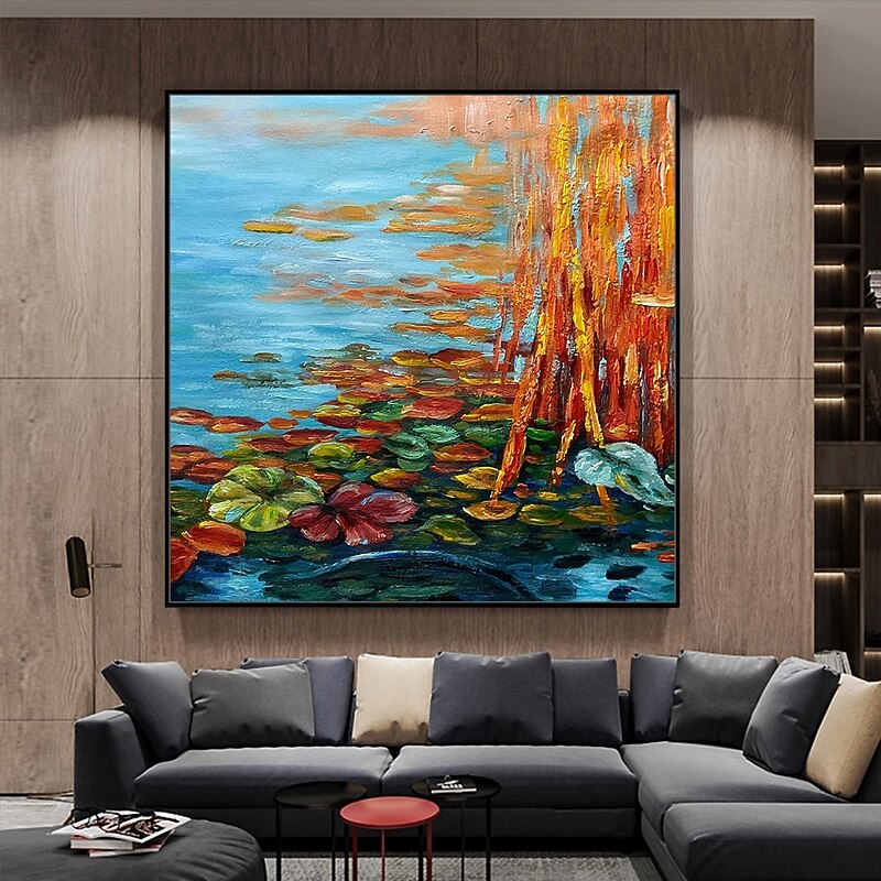 Mintura Handmade Lotus Oil Paintings On Canvas Wall Art Decoration Modern Abstract Flower Picture For Home Decor Rolled Frameless Unstretched Painting2