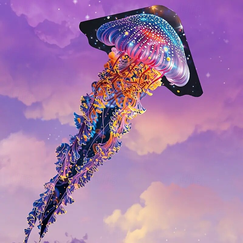 1 3D Giant Jellyfish Kite Eager Craftsmanship Stronger Tail Floating Beach Outdoor Games With Kite Wire Board Flying in the Breeze Thanksgiving Christmas Gift3
