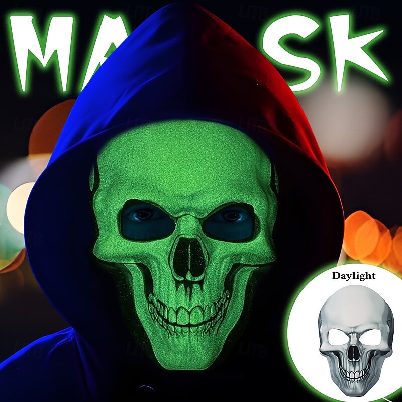 Skeleton Skull Halloween Mask Horror Scary Glow in the Dark Full Face Adults' Men's Women's Unisex Halloween Carnival Performance Party Easy Halloween Costumes Dress Up