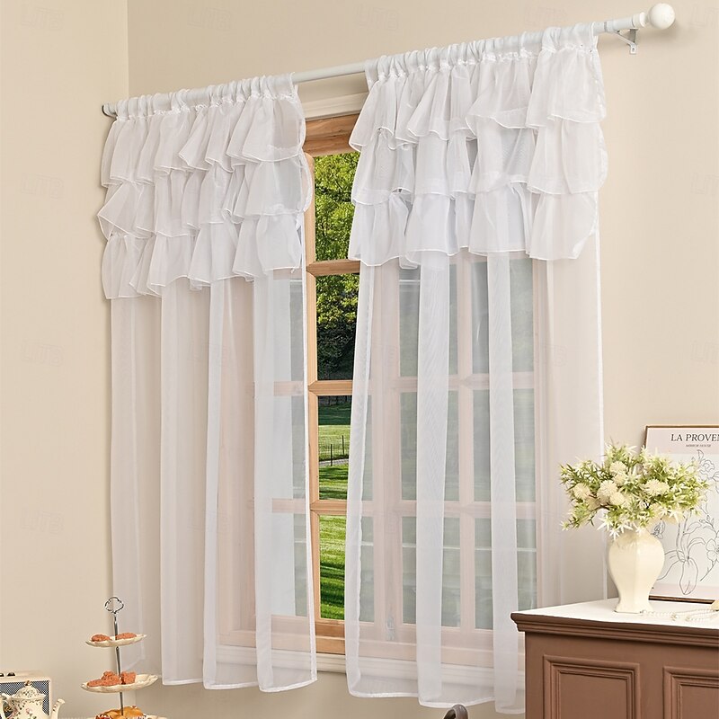 Kitchen Short Curtains with Ruffle Tape, Modern Curtains with Ruffles, Window Curtains for Living Room, Bedroom, Kitchen4