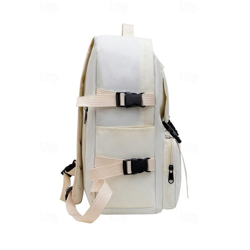 Minimalist Large Capacity Backpack for Students and Commuters – Multi-Pocket Laptop Rucksack with Side Straps and Front Buckle Design for School, Travel or Daily Use4