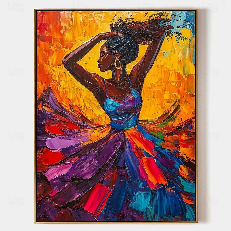 Handmade abstract figure dancer painting Bold Rhythm Artisan Textured Portrait of Dancing oil painting Muse  Canvas Paingting portrait oil painting pattle knife firgure painting2