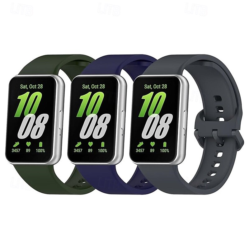3 Pack Watch Band for Samsung Galaxy Galaxy Fit 3 Silicone Replacement  Strap Cute Sport Band Modern Buckle Wristband4