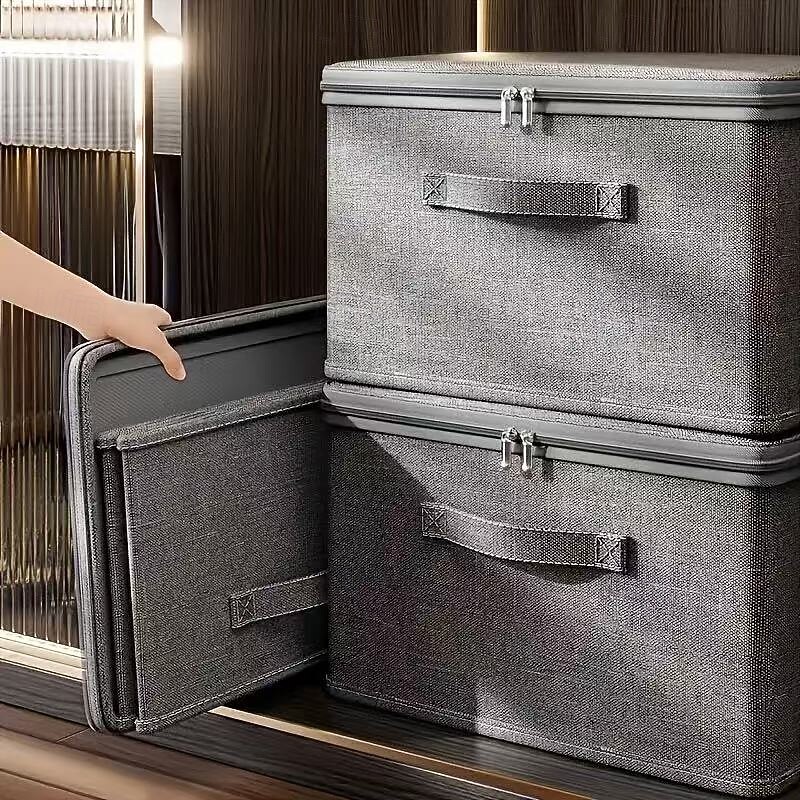 2PCS Extra Large Stackable Storage Bins, Space-Saving Multifunctional Organizers for Wardrobe, Bedroom, Kitchen, Ideal for Toys, Books, Clothes, and Bed Sheets3