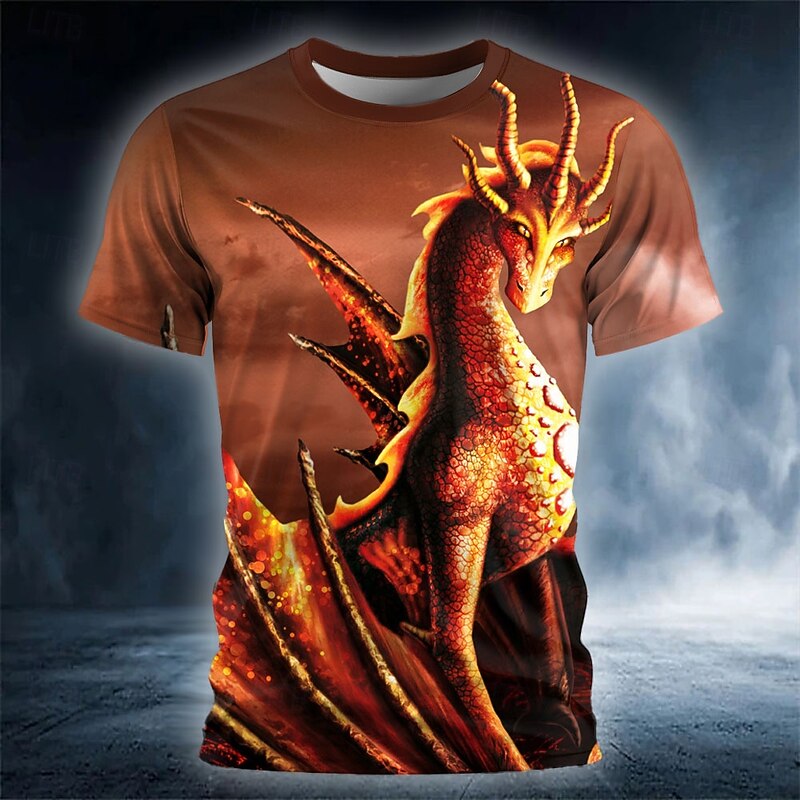 Halloween Sarah Richter Men's Dragon Devil T Shirt Short Sleeve T shirt 3D Print Crew Neck Shirt Exaggerated Designer Artistic Street Casual Daily Black Yellow Red Summer Clothing Apparel S M L