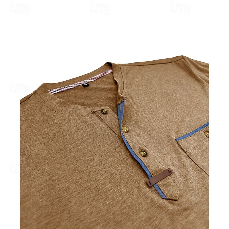 Men's Henley Shirt Tee Henley Top Short Sleeve Solid Color Plain Solid Fashion Designer Casual Pocket Color Block Henley Outdoor Casual Daily Summer Spring All Seasons Black White Light Blue Henley4