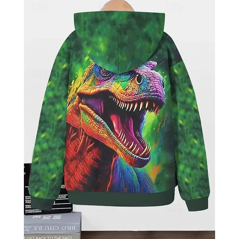 Boys' 3D Dinosaur Hoodie Coat Outerwear Long Sleeve Spring Fall Cool Sport Kids 4-12 Years Zip Street Daily Regular Fit2