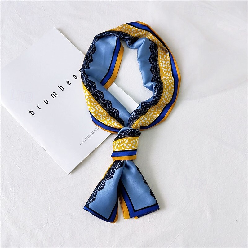 Women's Rectangle Scarf Street Daily Date Black Yellow Blue Scarf Print3