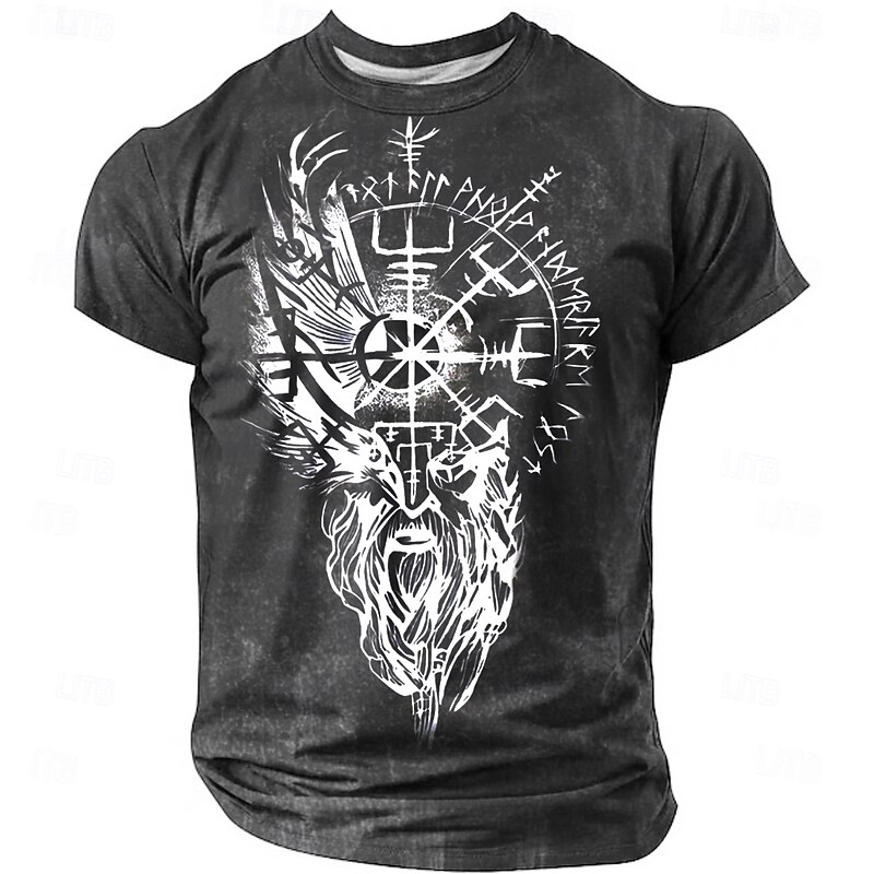 Men's Viking T Shirt Short Sleeve T shirt 3D Print Crew Neck Shirt Retro Vintage Gothic Street Casual Daily Black Red Blue Summer Spring All Seasons Clothing Apparel S M L XL XXL XXXL4