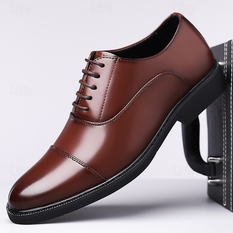 Men's Brown Oxford Dress Shoes – Classic Cap-Toe Design for Business, Office & Formal Events