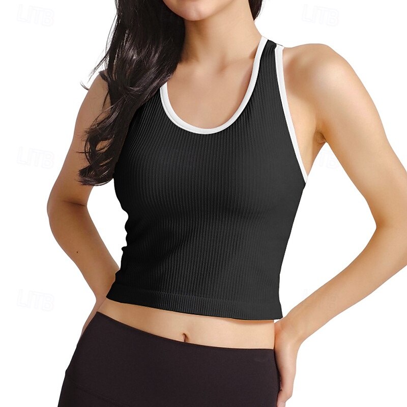 Women's Yoga Bra Sports Tank Top Pilates Bra Underwear Lightwear Breathable Padded Solid / Plain Color Sport Activewear Black White Gym Pilates Running3