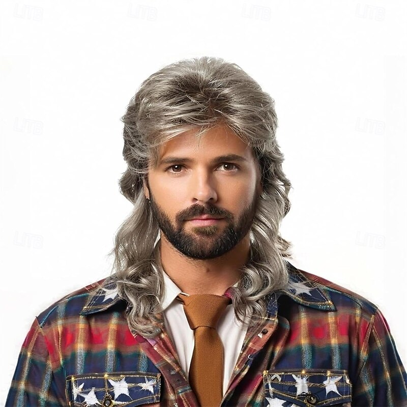 Mullet Wig Men Wigs Joe Dirt Emo Wig 70s 80s Halloween Costumes Punk Rocker Long Wig