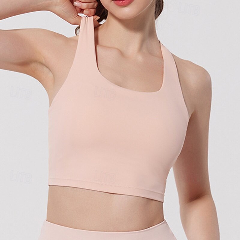 Women's Workout Tank Tops Sports Bra Underwear Quick Dry High Supports Breathable Wireless Padded Solid / Plain Color Sport Activewear Black Yellow Gym Fitness Yoga3