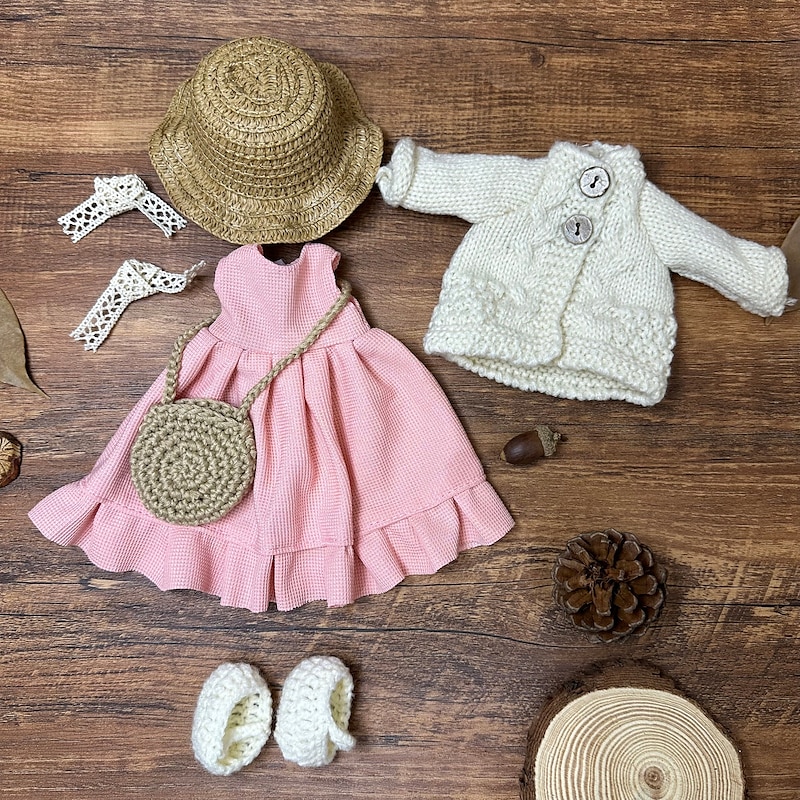 Handmade Waldorf Doll Baby Girl with Clothes Sets - 11.8 Inch Soft Plush Doll for Toddlers Ideal Christmas Gift for Kids2