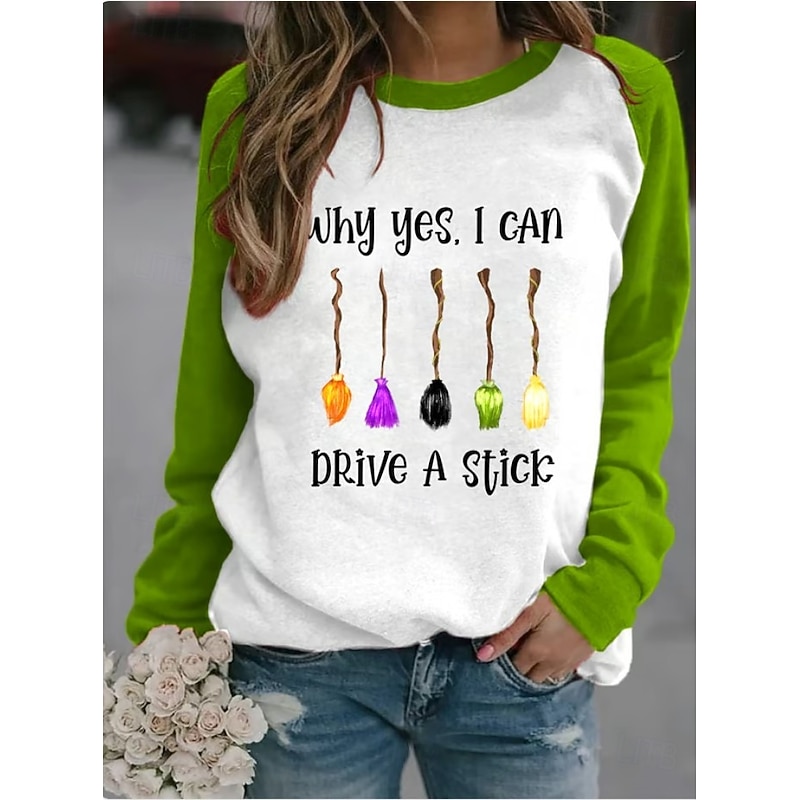 Halloween Women's Pullover Sweatshirt Graphic Halloween Fashion Casual Long Sleeve Crew Neck Regular Tops Street Dailywear Casual Print White Purple Orange Green Fall Winter2