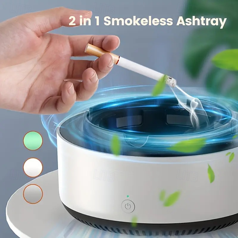 2-in-1 Smart Smokeless Ashtray Instantly Removes The Smell And Odour Of Second-hand Smoke Suitable For Home Office Outdoor Household Appliances Holiday Gifts