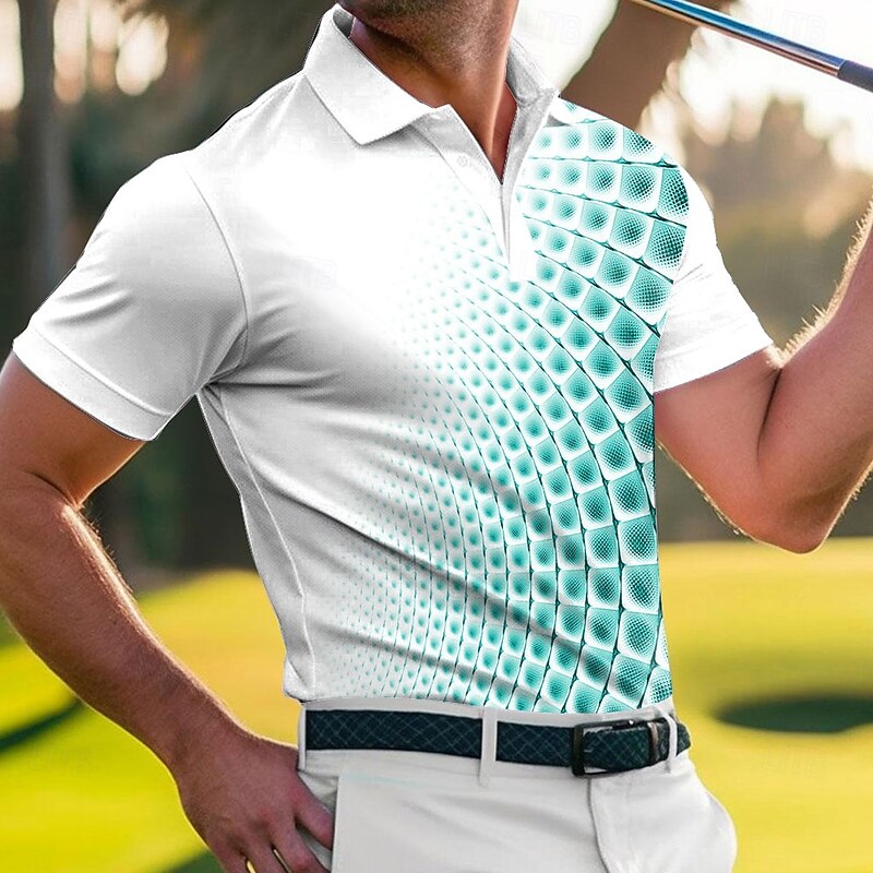 Men's Geometric Golf Polo Sports Polo Shirts Short Sleeve Polo Shirts Collared Shirts Sportswear Casual Athleisure Outdoor clothing Daily Wear Buttons Summer Red Blue Green2