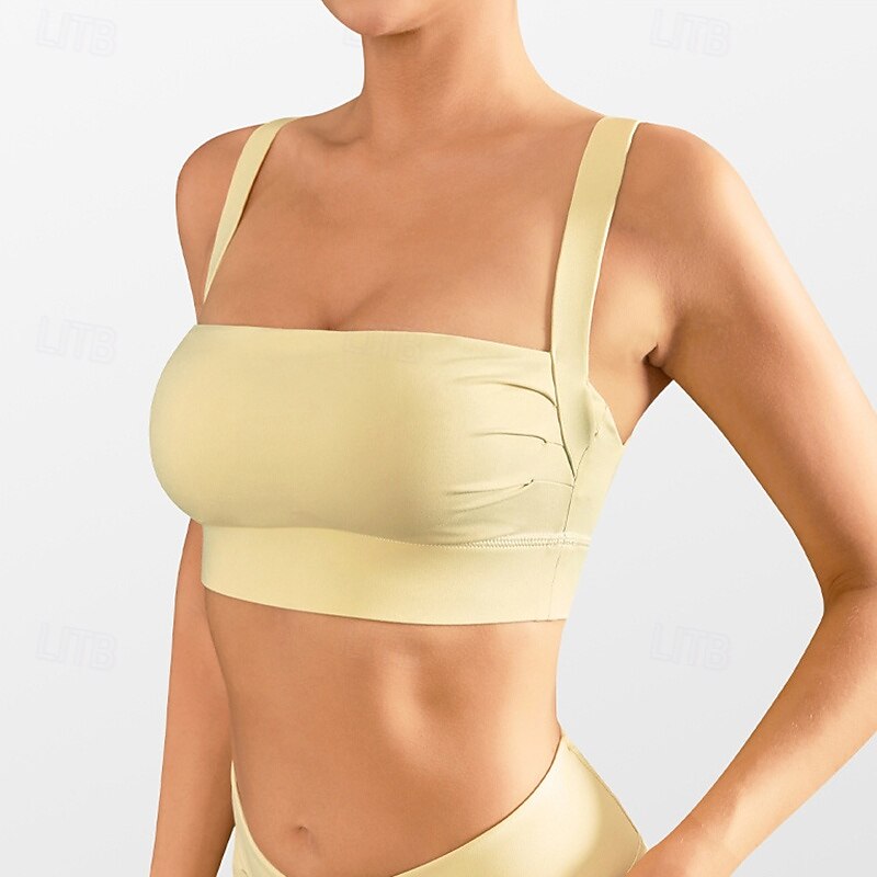 Women's Workout Tank Tops Sports Bra Underwear Medium Support Breathable Wireless Backness Solid / Plain Color Sport Activewear Black Yellow Gym Fitness Yoga3