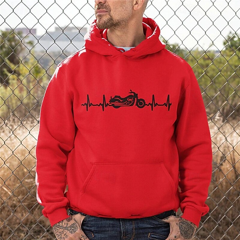 Men's Hoodie White Yellow Red Blue Green Hooded Motorcycle Pocket Print Sports & Outdoor Daily Holiday Polyester Streetwear Basic Casual Spring Fall Clothing Apparel Hoodies Sweatshirts2