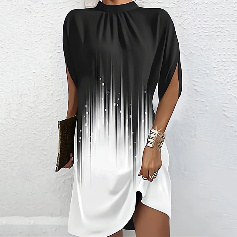 Women's Mini Dress Casual Dress Summer Dress Fashion Modern Daily Beach Weekend Regular Fit Graphic Flower Short Sleeve Stand Collar Black White Orange Spring Fall