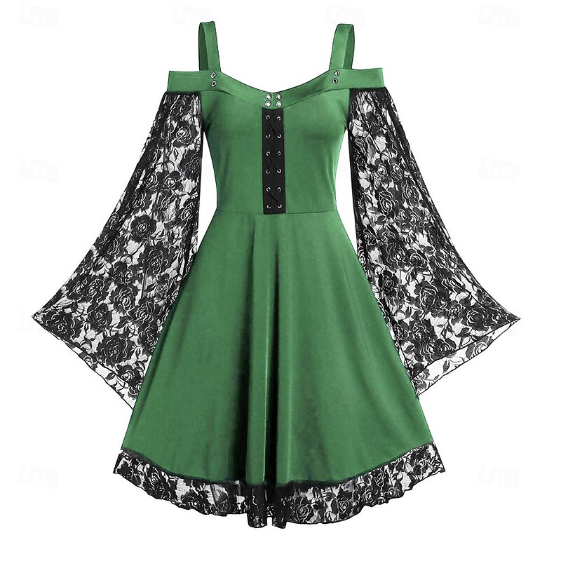 Retro Vintage Medieval Renaissance Dress Viking Elven Lace Fancy Dress Women's Fantasy Masquerade Casual Daily Adults' Dress4