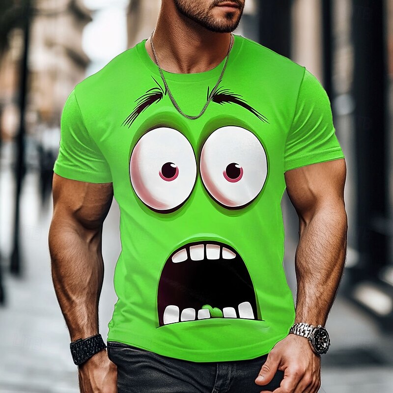 Men's 3D Human face T Shirt Short Sleeve T shirt 3D Print Crew Neck Shirt Exaggerated Designer Party Street Casual Yellow Red Blue Summer Spring All Seasons Clothing Apparel S M L XL XXL XXXL4