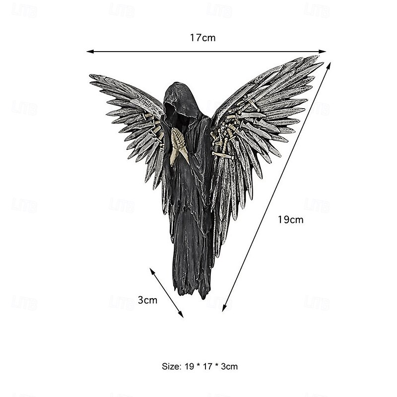 Halloween Grim Reaper Wall Sculpture, Resin Soul Warrior Wall Hanging Decor, Scary Death Wall Art for Halloween Home Decoration2