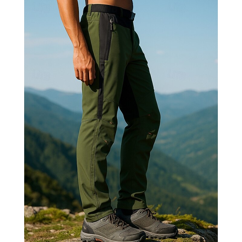 Men's Hiking Pants Trousers Hiking Rain Pants Softshell Pants Summer Outdoor Regular Fit Waterproof Windproof Bottoms Zipper Pocket Army Green Camping / Hiking Running S M L XL XXL3