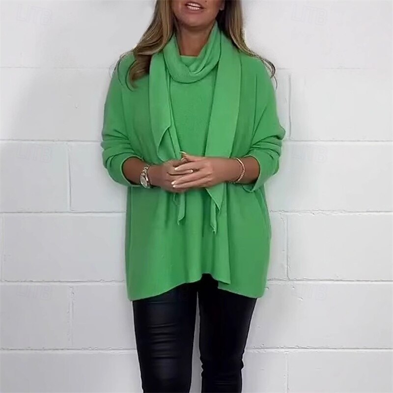 Women's Texture Blouse Tunic T Shirt Tee Top Plain Fashion Modern Casual Long Sleeve Crew Neck Regular Tops Daily Going out Weekend Black White Green Fall Winter3