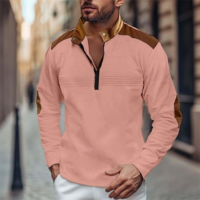 Men's Sweatshirt Black White Pink Red Blue Standing Collar Plain Color Block Quarter Zip Sports & Outdoor Casual Daily Streetwear Cool Sportswear Fall & Winter Clothing Apparel Hoodies Sweatshirts4