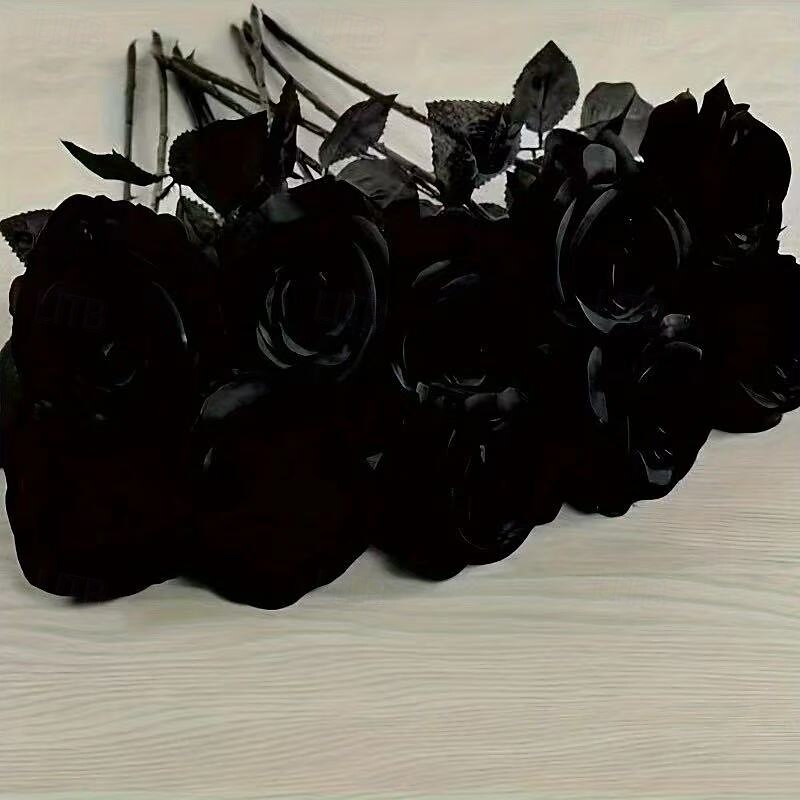 10 Bundles Halloween Black Artificial Roses, Elegant Fake Rose Flowers for Spooky DIY Decorations, Gothic Wedding, Eternal Floral Home Decor2