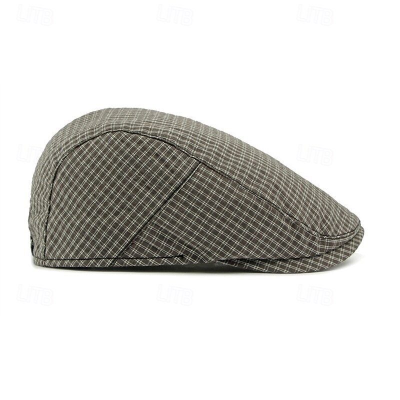 Men's Flat Cap Ascot Hat Newsboy Hat Blue Gray Cotton Fabric Fashion Casual Street Daily Plaid Adjustable Sunscreen Breathable2