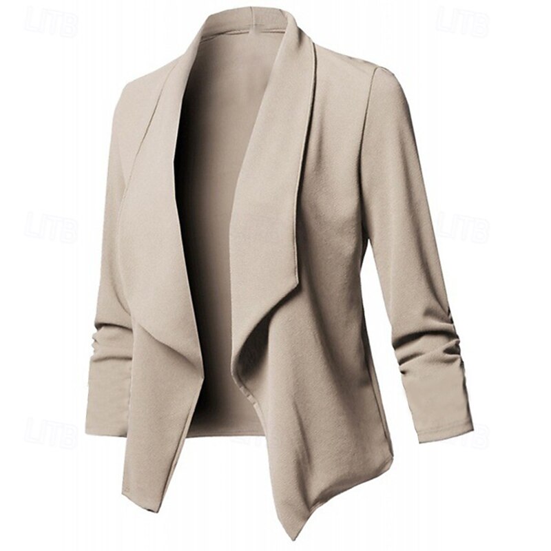 Women's Blazer Comfortable Breathable Slim Fit Fashion Modern Plain Work Daily Regular Turndown Regular Fit Long Sleeve Outerwear Black Green Khaki Spring Fall
