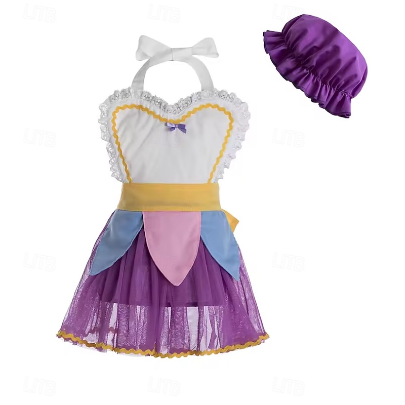 Beauty and the Beast Fairy Tale Mrs. Potts Chip Apron Dress Costume Movie Cosplay for Kids Adults Halloween Carnival World Book Day Performance Educational Dress Up School Event Dress Up4
