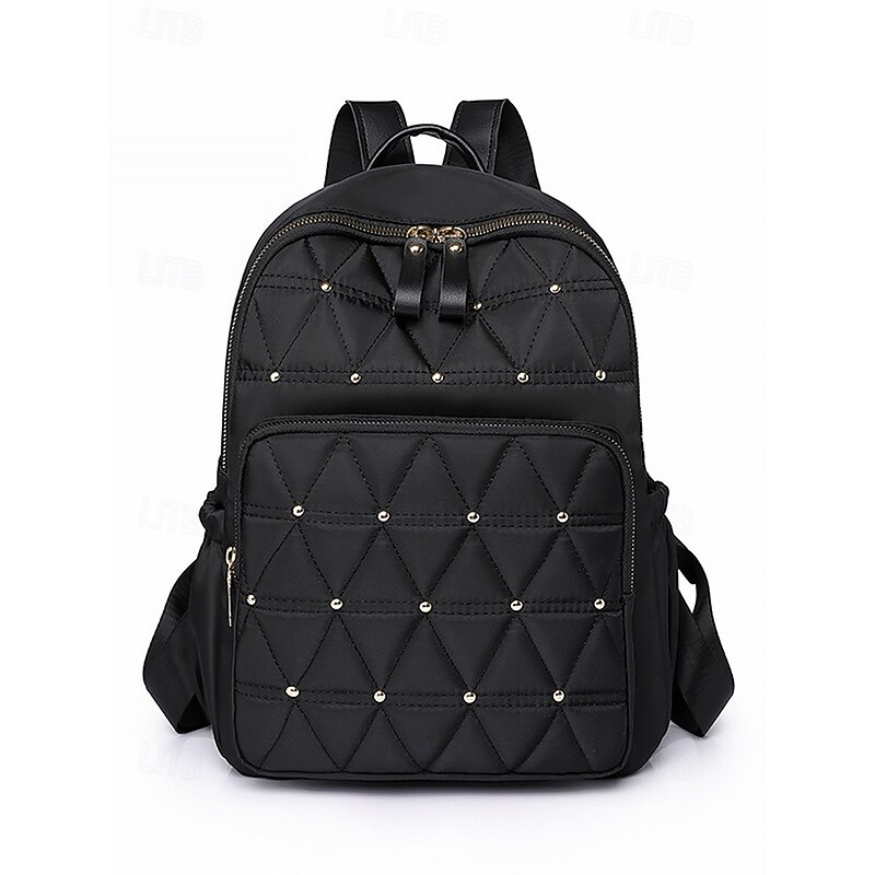 Women's Quilted Waterproof Nylon Backpack – Lightweight Fashion Daypack with Studded Detail, Multi-Pocket Design for School, Work or Travel3