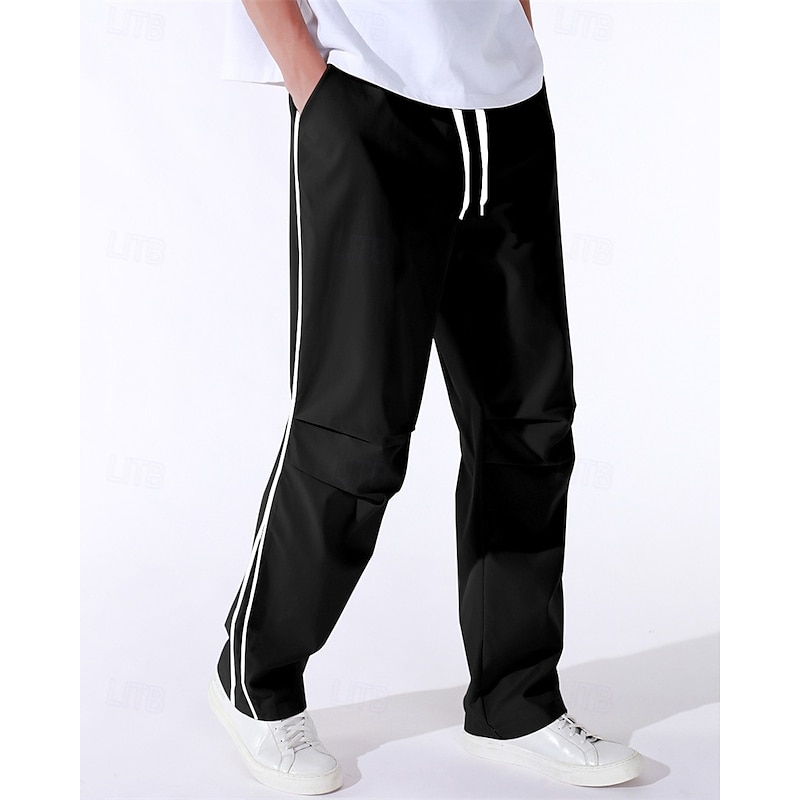 Men's Tech Pants Trousers Casual Pants Pocket Elastic Waist Drawstring Patchwork Comfort Sports Outdoor Daily Fashion Casual Black Army Green Micro-elastic3