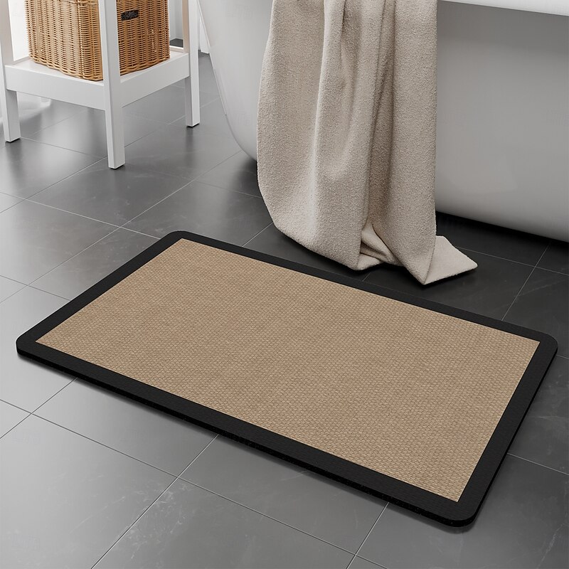 Bath Mat Soft Diatomaceous Earth Absorbent Quick Dry Bathroom Rug Non Slip Toilet Floor Mat for Shower Room Entryway Home Washroom Door Carpet