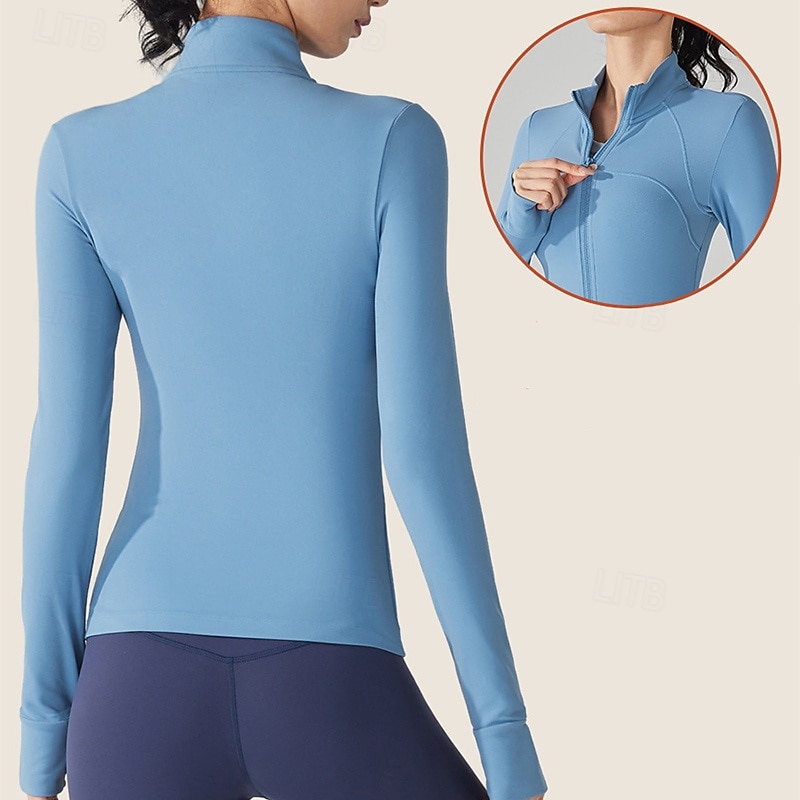 Women's Fleece yoga Jacket Stand Collar Warm Moisture Wicking Full Zip Long Sleeve Sports Solid Color Top For Gym Gym Workout Fitness Slim Activewear2