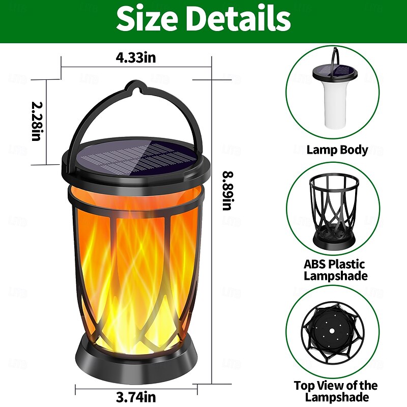 1 Pc Outdoor Waterproof Solar Flashing Flame Lantern 28 LED Beads Courtyard Garden Lawn Path Terrace Hanging Lamp Pendant Light Halloween Christmas Party Decoration Light Landscape Light4